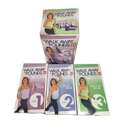 Leslie Sansone Walk Away The Pounds 3 VHS Tapes, Easy, Advanced, & Brisk Walk