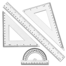 4 PCS Clear Math Geometry Tool Set 12 Inch Ruler Protractor Drafting School
