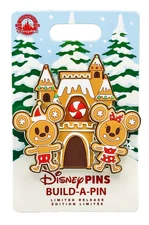 Disney Parks Christmas Gingerbread 3 Pin Set 2024 Build-A-Pin Mickey & Minnie LR