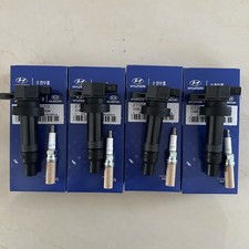 4x OEM UF636 Ignition Coil & Spark plugs For Hyundai Accent Kia Soul 27301-2B010
