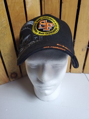 Lanza SAN FRANCISCO Black/Gold/Orange Sports Cap Hat Hook Loop Adjustable