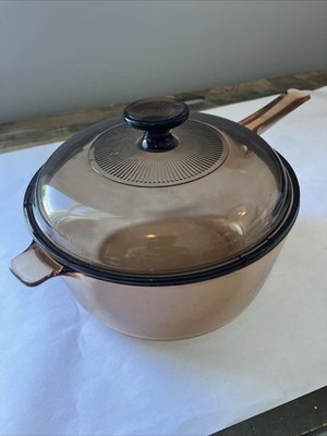 Vision CorningWare Amber 2.5 L Sauce Pan w/ Pyrex Glass Cookware Lid