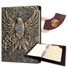 3D Embossed Journal Writing DND Notebook,Refillable 6-rings binder and Bookma...