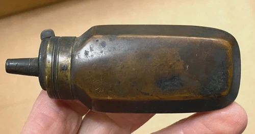 Civil War Period SMALL POWDER FLASK Copper & Brass PISTOL