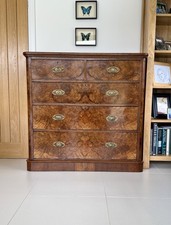 Fully Restored Victorian Burr Walnut Chest Of Drawers