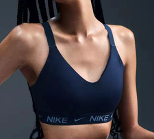 NEW Nike Womens Indy Medium Support Padded Adjustable Sports Bra Blue Medium