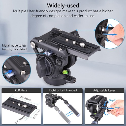 Profi Heavy Duty Fluid Videokopf glatter Dämpfungskopf für Kamerastativ - Bild 5 von 12