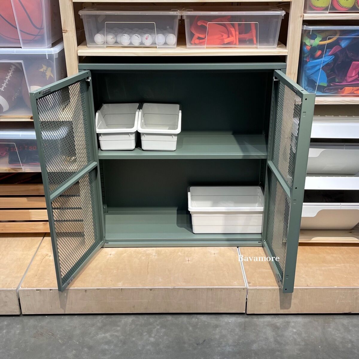 Ikea IVAR Cabinet with Doors, Gray-green Mesh, 31 1/2x32 5/8 Ikea IVAR Cabinet with Doors, Gray-green Mesh, 31 1/2x32 5/8