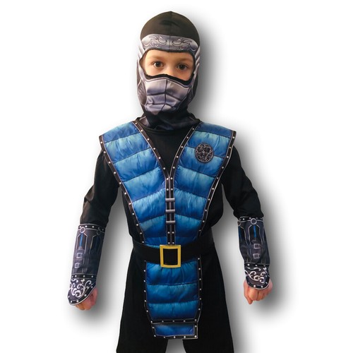 KIDS MORTAL NINJA COSTUME CHILD BOYS HALLOWEEN BLUE SUB ZERO KOMBAT - Bild 4 von 7