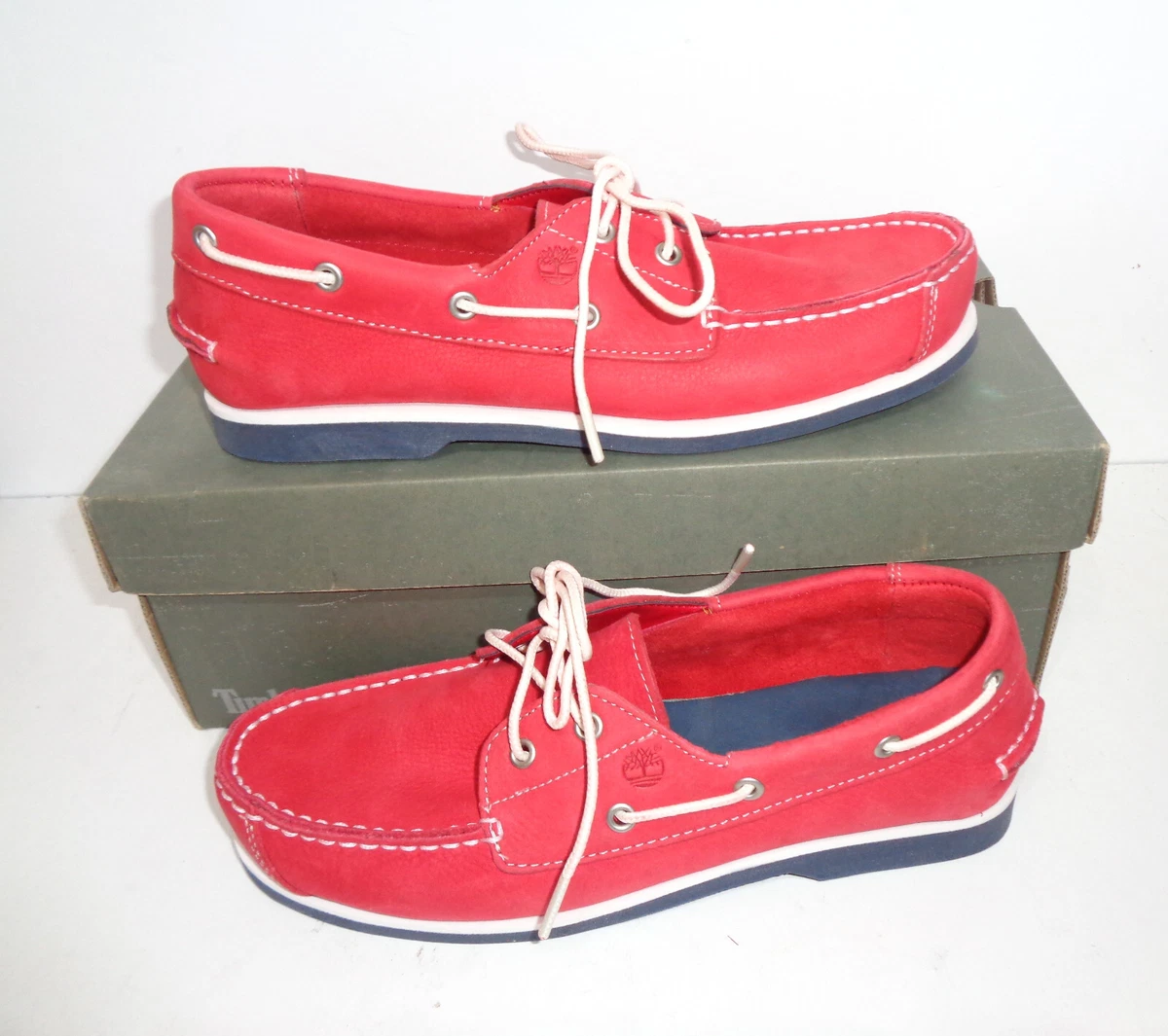 Timberland red 2024 boat shoes