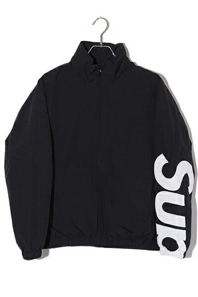 Veste de survêtement Supreme 21SS Spellout noire taille S manches logo fermeture éclair complète