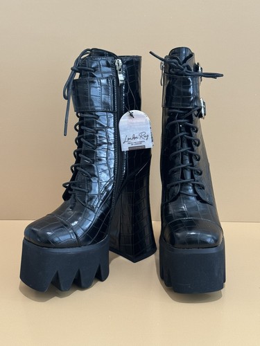 NWT London Rag Stomper Combat Boot in Black -5 - Picture 12 of 21