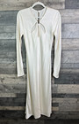 Ghost London Freya Midi Dress Size  XS Ivory Formal Satin Long Sleeves Wedding 