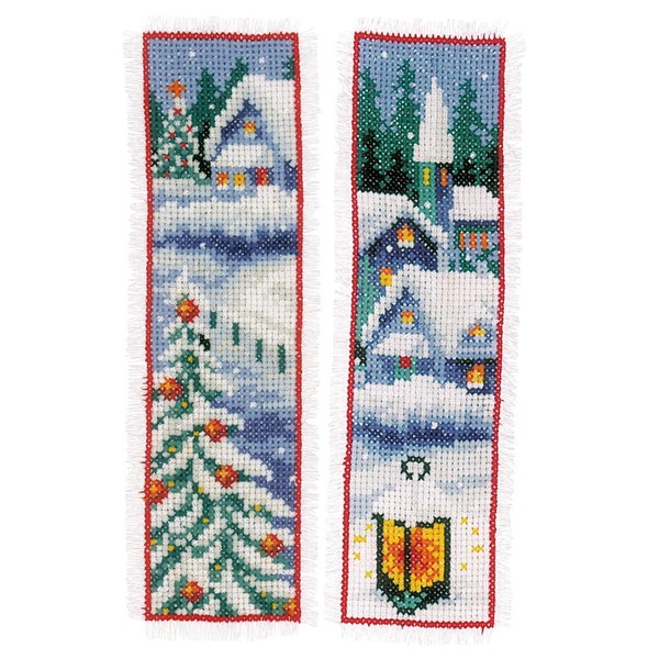 "Vervaco Lesezeichen Kreuzstich Set \"WinterdöRfer\" 2Er Set, ZäHlmuster, 6X20Cm"-image