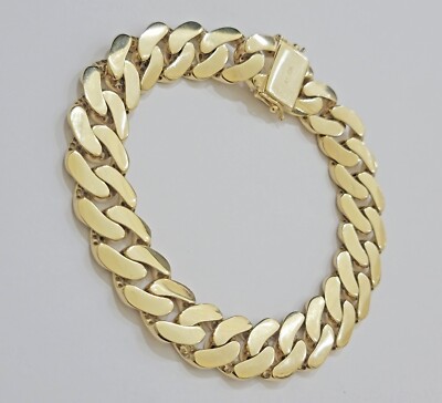Real 10k Gold Bracelet 14mm Royal Miami Cuban Link inch Men's