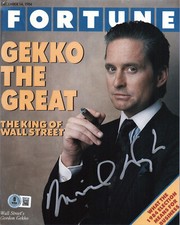 Michael Douglas Signed Auto Wall Street Fortune Replica Magazine Prop Photo BAS