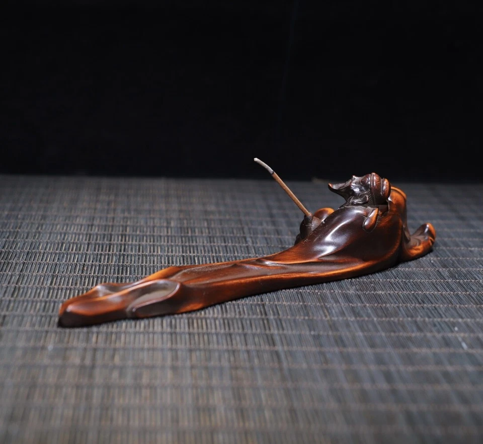 Palitos de incenso de buxo padrão Li Bai escultura em madeira antiga natural porcelana 19,5 cm - Imagem 4 de 4