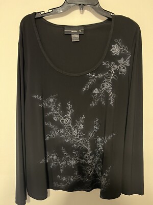 Venezia Women s size 18/20 Black Long Sleeve Tunic Beaded Floral