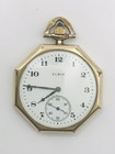 Pocket Watch With Elks Badge Antique Gold Filled Elgin Octagon 7j