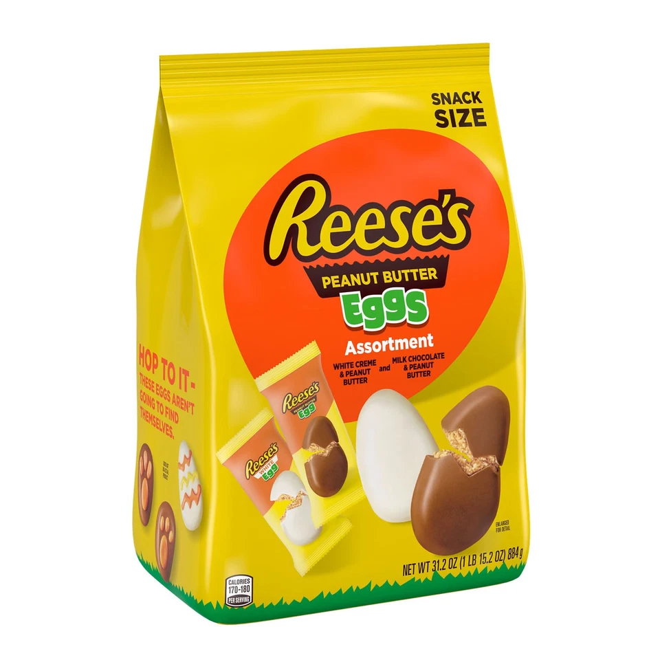 Пасхальные конфеты яйца с арахисовым маслом REESE'S разных размеров, пакет 31,2 унции - Изображение 2 из 4