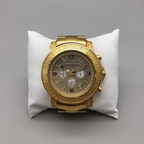 Luxurman New York Escalade Watch Men 51mm Gold Tone Chronograph Date New Battery - Picture 2 of 15
