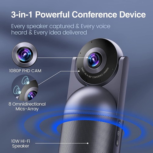 Video Conference Camera - EMEET Meeting Capsule w/ 1080P 360 Webcam 8 Mics - 第 6/9 張圖片