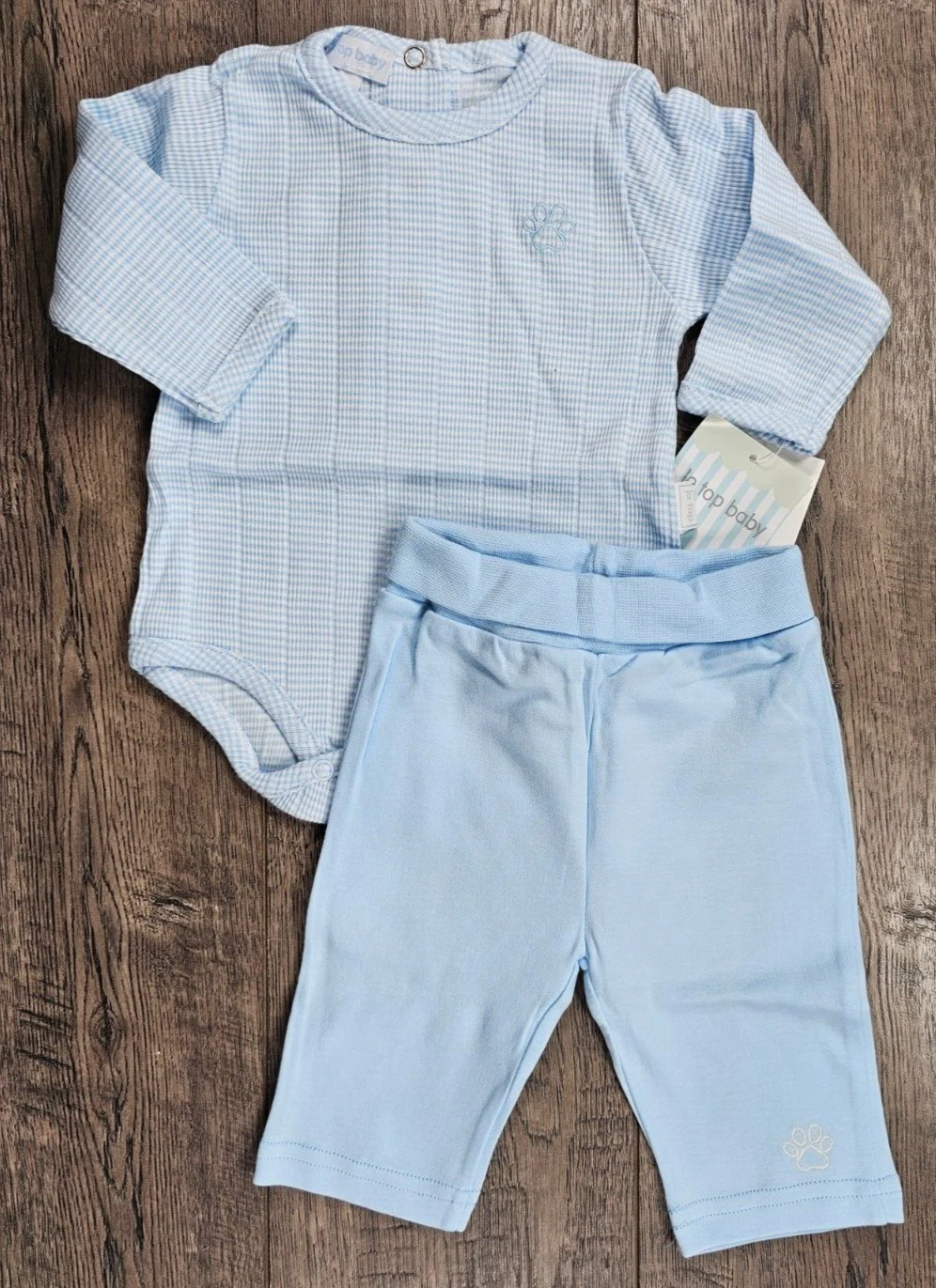 Baby Boy Clothes New Le Top Newborn 2pc Blue Paw Print Outfit