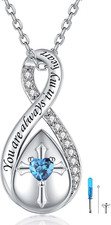 Infinity Cross Urn Necklace for Ashes Women Cremation Jewelry Sterling Silver