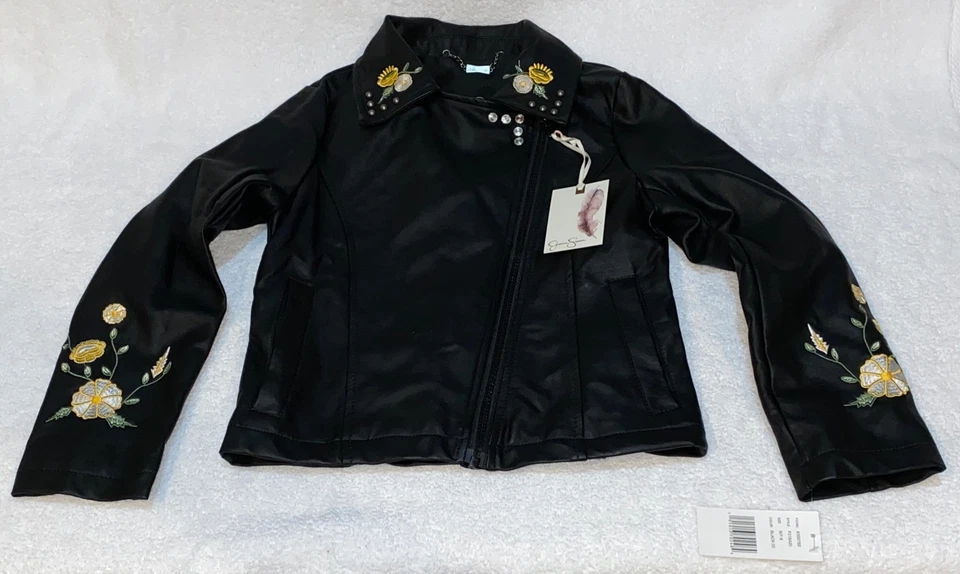 Chaqueta Moto JESSICA SIMPSON Floral Bordada Negra Yel Niñas S M 10/12 L 14/16 Foto 4 de 4