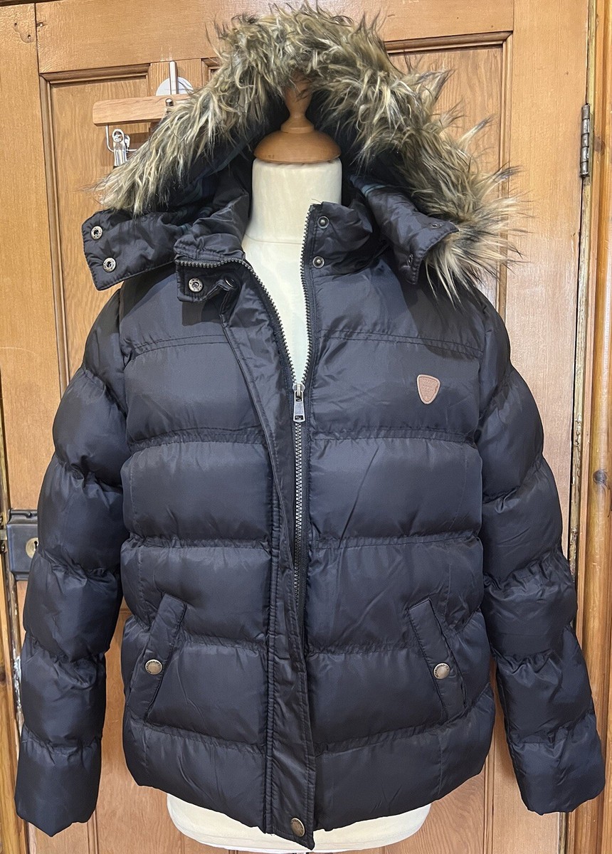 Brave Soul Fur Jacket Brave Soul Black Padded Faux Fur Hooded