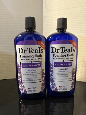 Dr Teal's Foaming Bath with Pure Epsom Salt, Soothe & Sleep with Lavender 2 Pack