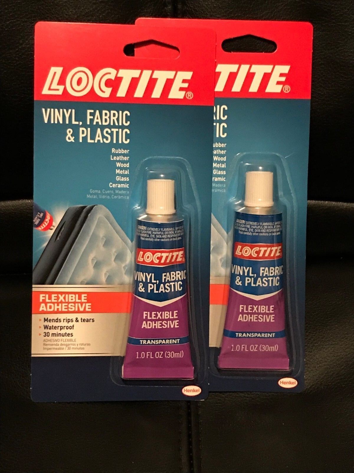 2Pk 1oz LOCTITE Vinyl Fabric Plastic Flexible Clear Adhesive Leather Canvas  Glue