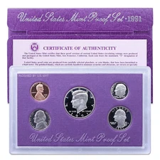 1991 S PROOF Set in Original Box US Mint with COA (5 Coin Set)