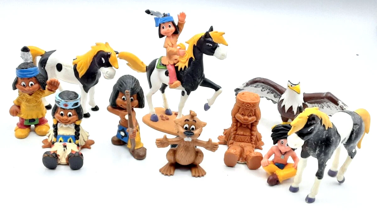 Yakari - Schleich 1984 - Le Petit Indien Et Ses Amis  Set De 7 Figurines Accessoire A17306