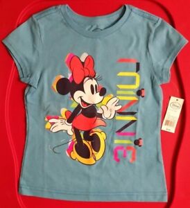 Disney Girls Minnie Mouse Ringer T-Shirt /"Minnie Style/" Gray Pink