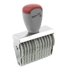 Office 12 Band 5mm x 3mm Rubber 0-9 Numbers Numbering Stamps Grey Red