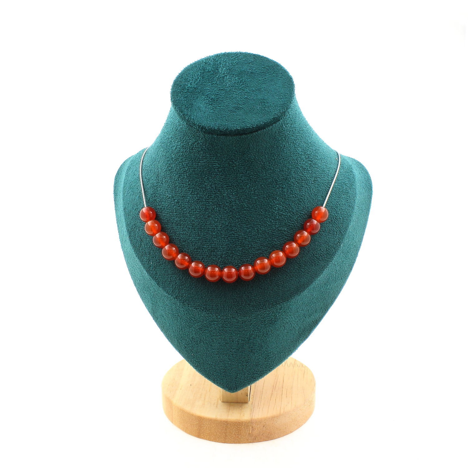 Collier en Cornaline d'Uruguay 5A et Acier Inoxydable Bijou Raffiné