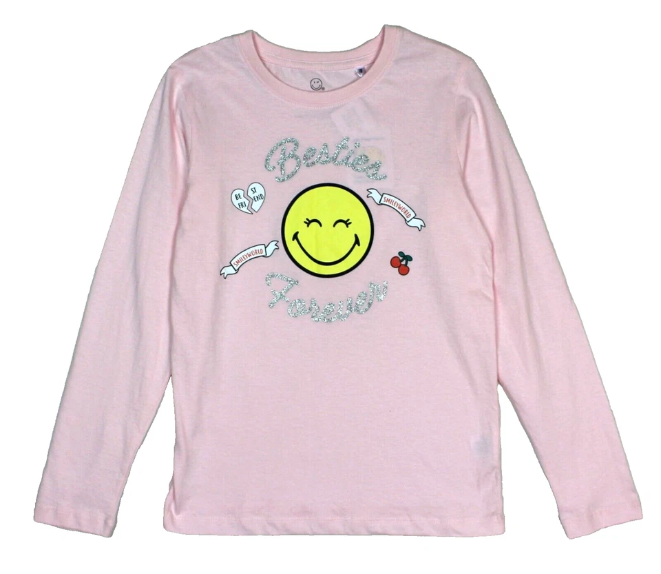 SMILEYWORLD Mädchen Langarmshirt Aufdruck mit Glitzer rosa Freizeit Gr. 146/152 - Bild 1 von 1