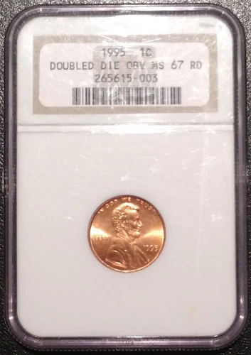 1995 LINCOLN MEMORIAL ONE CENT DOUBLED DIE OBVERSE NGC MS67RD PENNY DOUBLE DDO