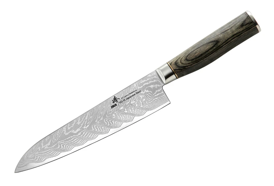 Zhen Damascus VG-10 Japanese steel 8 in Gyuto chef knife Thunder-V series - Image 2 of 2