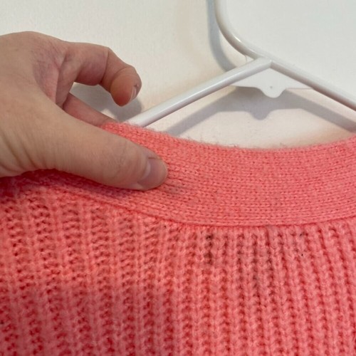 HALOGEN Cozy Knit Open Front Long Cardigan Bright Pink Chunky Knit Sweater Large - Picture 12 of 13