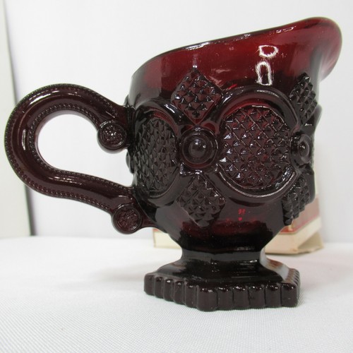 Crema de vidrio rojo rubí arándano Avon Cape Cod decoración de granja vintage - Imagen 3 de 9