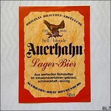 Edeal Brau Hell Blonde Auerhahn Lager-Bier Rothenburg Beer Label (BL7)