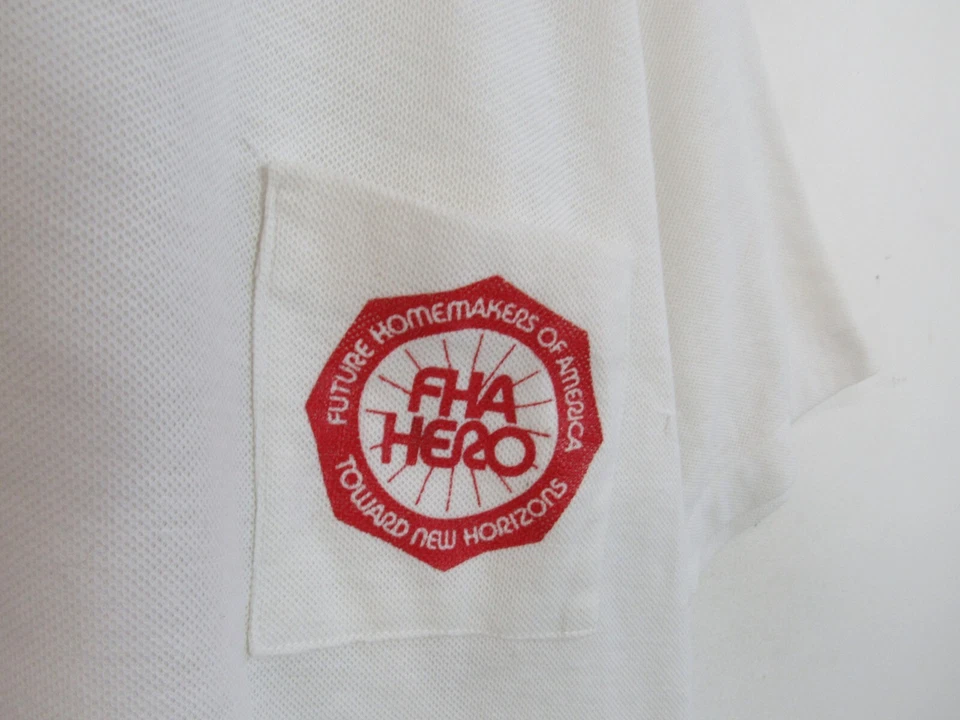 Camiseta Polo Vintage Puntada Única EE. UU. Años 80 Blanco Gráfico Americano Talla M/L Foto 4 de 4