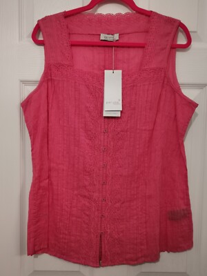   BNWT MARKS & SPENCER PER UNA PURE COTTON FUCHSIA PINK BLOUSE. SIZE 18 M&S