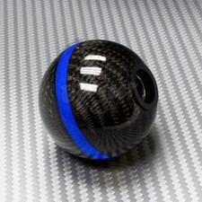 Universal Real Carbon Fiber Ball Manual MT Gear Shift Shifter Knob W/Blue Stripe