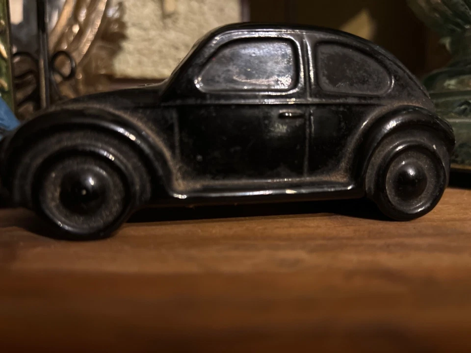 Vintage Avon Volkswagen Beetle Black Milk Glass Collectible Cologne Bottle - Image 2 of 3