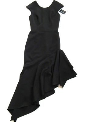 1点即発★MILLY★素敵イタリアCADY DINA ASYMMETRICAL HEMワンピ MILLY Deep V-back Cascade in Black Italian Cady Asymmetrical