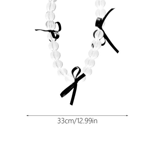 Lovely Transparent Heart and Bows Tie Necklace for Party Outfit Enhancement - Picture 8 of 10
