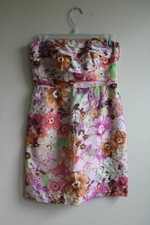 J. Crew 2 Watercolor Floral Strapless Cocktail Party Dress Cotton Silk 25717